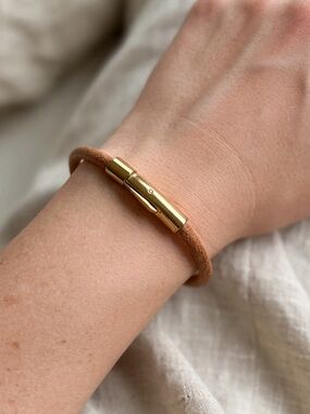 Gold Plated Leather Bracelet - Unisex Bracelet